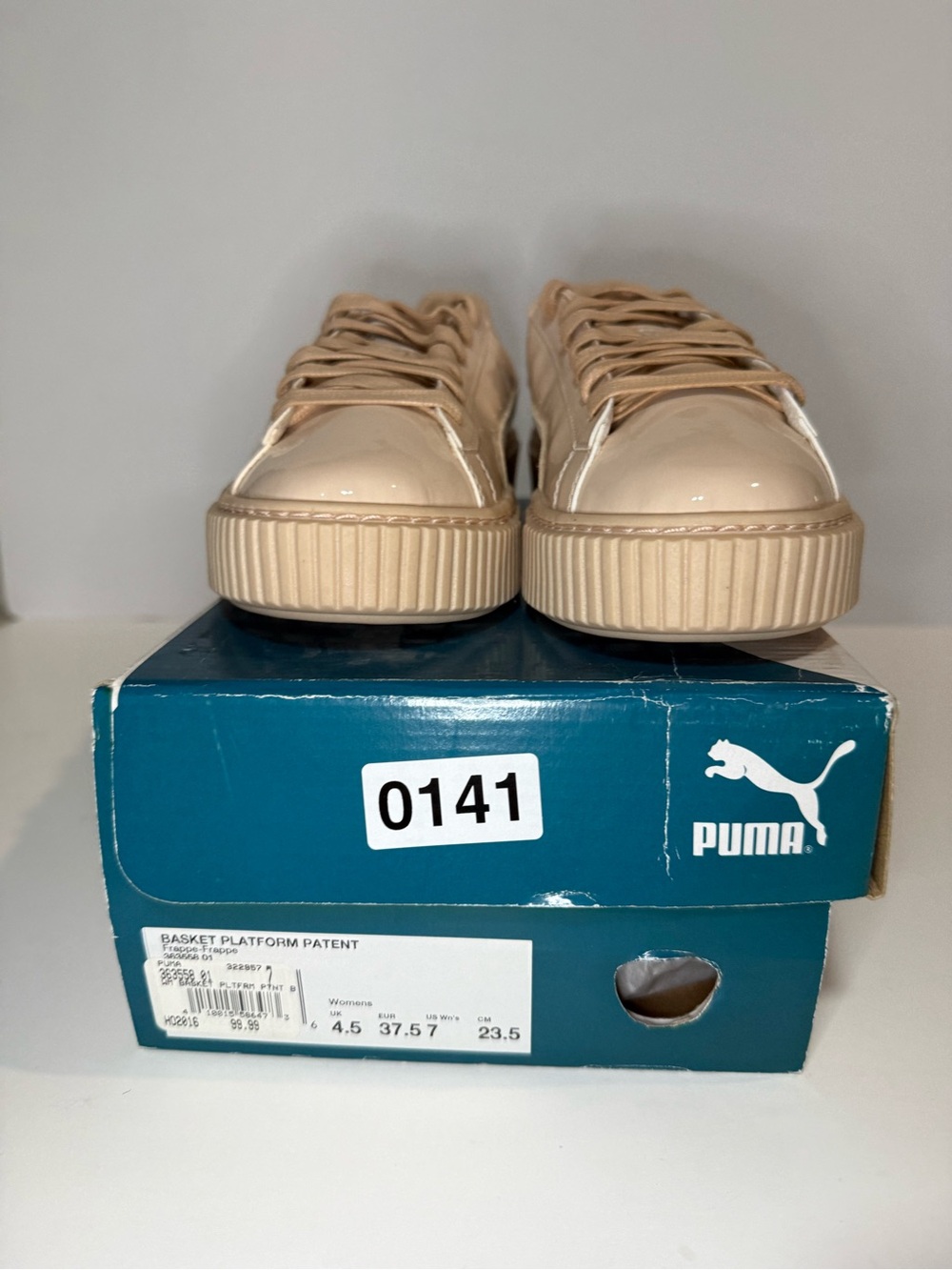 Puma Basket Platform Patent Frappe Nude Patent Sneakers Women’s Size 7 - Picture 14 of 14